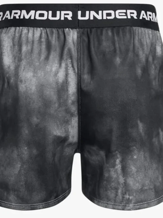 Under Armour Girls Tech Play Up Print Shorts, (001) Black/Steel/White - Picture 2 of 2